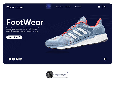 Website landing page of a footwear website