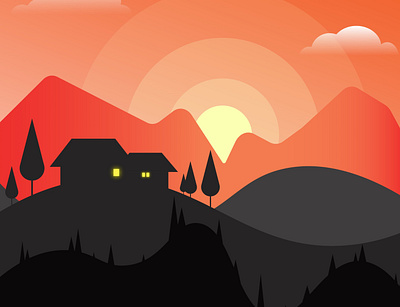 Dusk adobe illustrator dawn evening illustration sunset