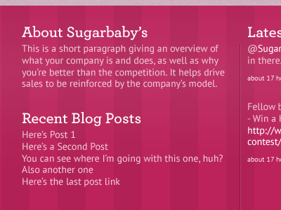Sugarbaby's Website Footer footer pink stripes website