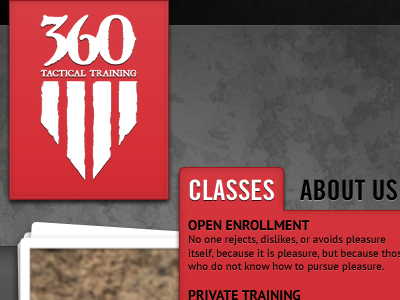 360 Tactical Training Home Page red tactics training website