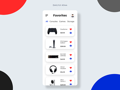 Favorites 044 app dailyui dailyui044 design e commerce ecommerce favorite favorites gaming graphic design mobile mobile design ui videogames