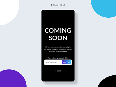 Coming Soon 048 app coming soon dailyui dailyui048 design graphic design minimal minimalism mobile mobile design ui web app