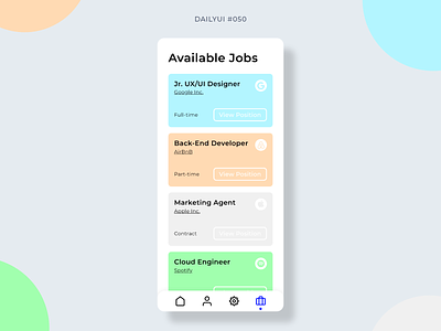 Job Listing 050 app app design dailyui dailyui050 design graphic design job job listing listing mobile mobile design ui