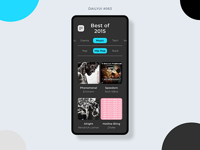 Best of 2015 063 app best of 2015 daily ui 063 dailyui dailyui063 design filter graphic design hip hop mobile mobile design rap ui