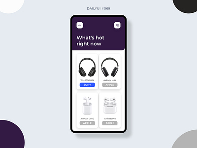 Trending 069 airpods app apple audio daily ui 069 dailyui dailyui069 design graphic design headphones hot mobile mobile design sony trending ui whats hot whats hot now whats hot right now