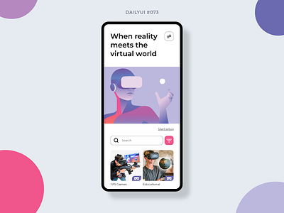 Virtual Reality 073 app daily ui 073 dailyui dailyui073 design graphic design mobile mobile design ui virtual reality vr