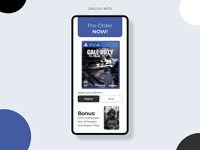 Pre-Order 075 app call of duty cod daily ui 075 dailyui dailyui075 design e commerce ecommerce game graphic design mobile mobile design pre order preorder ps4 ui videogame videogames