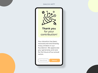 Thank You 077 app charity daily ui 077 dailyui dailyui077 design foundation graphic design minimalist mobile mobile design success message thank you ui user flow