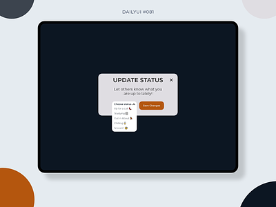 Status Update 081 app daily ui 081 dailyui dailyui081 design graphic design ipad ipad design mobile mobile design status status update tablet tablet design ui update update status