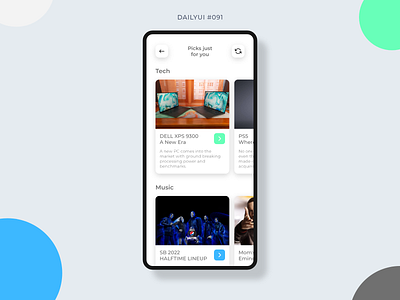 Curated for you 091 app curated curated for you daily ui 091 dailyui dailyui 091 dailyui091 design feed graphic design mobile mobile design news feed personalized feed ui