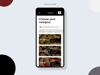 Categories 099 app categories category daily ui 099 dailyui dailyui 099 dailyui099 design filter food food app food delivery app graphic design meal meals mobile mobile design ui