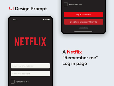 Netflix Log In 001 app branding design log in login login page minimalism mobile mobile design netflix remember me streaming ui uidesignprompt
