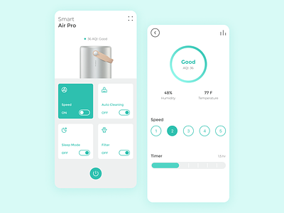Air Purifier Setting UI Concept 007 airpurifier branding concept dailyui design device expereince health home icon minimal product setting technology tracking uiux visual