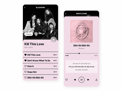 Music Player UI Concept 009 album app blackpink branding concept daily ui dailyui dailyui 009 design experience icon kpop minimal music player product screen ui uiux