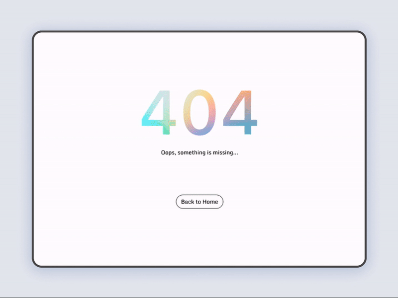 404 Page UI Concept 008 404page animation concept daily ui 008 dailyui design emoji error gradience minimal motion graphics product screen ui uiux visual web