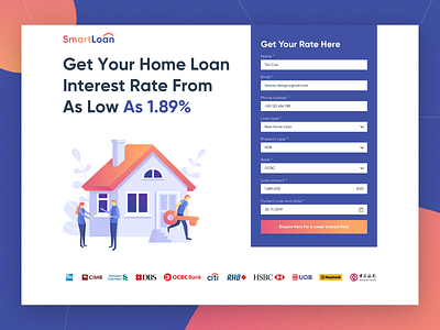 Loan calculator financial app fintech hero banner ui ui design webdesign