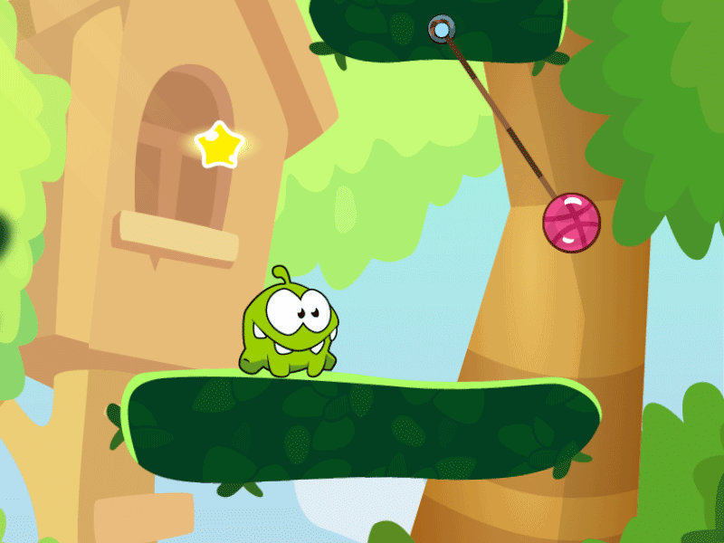 Teasing Om Nom after effects animation candy cut the rope gif illustrator infinite om nom parallax repeat teasing vector