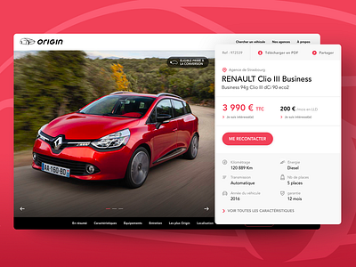 Origin Occasion - Redesign auto car download e commerce essence fullscreen occasion price red redesign renault settings share sidebar uidesign