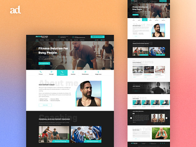 Personal gym trainer's landing page branding design graphic design illustration ui ux web webdesign