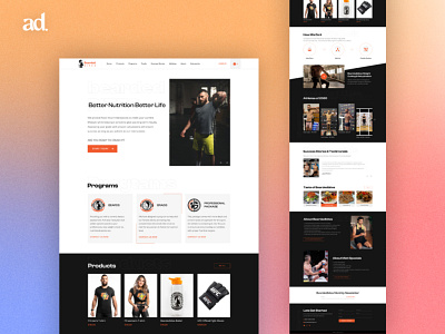 Gym landing page branding design graphic design illustration logo ui ux vector web webdesign