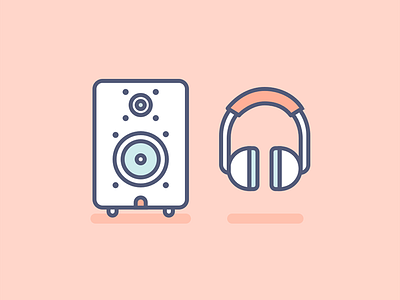 Speaker! altavoz app editorial flat design headphones icon minimalist music pastel speaker ux vector