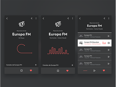 Redesign App Radios de España android app black brand design flat design icon icons mobile music radio theme