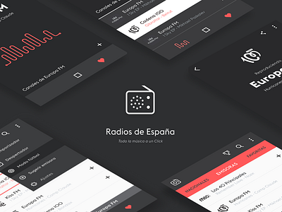 Radios de España app audio brand design flat design icon iteration music play radio ui ux