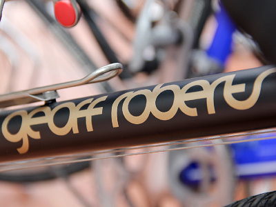 Geoff Roberts Logo in situ bicycle bike brand frame geoff roberts livery logo signage