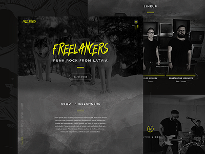 Landing page for a punk rock band