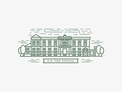 K.K. Fon Stricka villa building flatline graphic icon illustration illustrator line vector villa