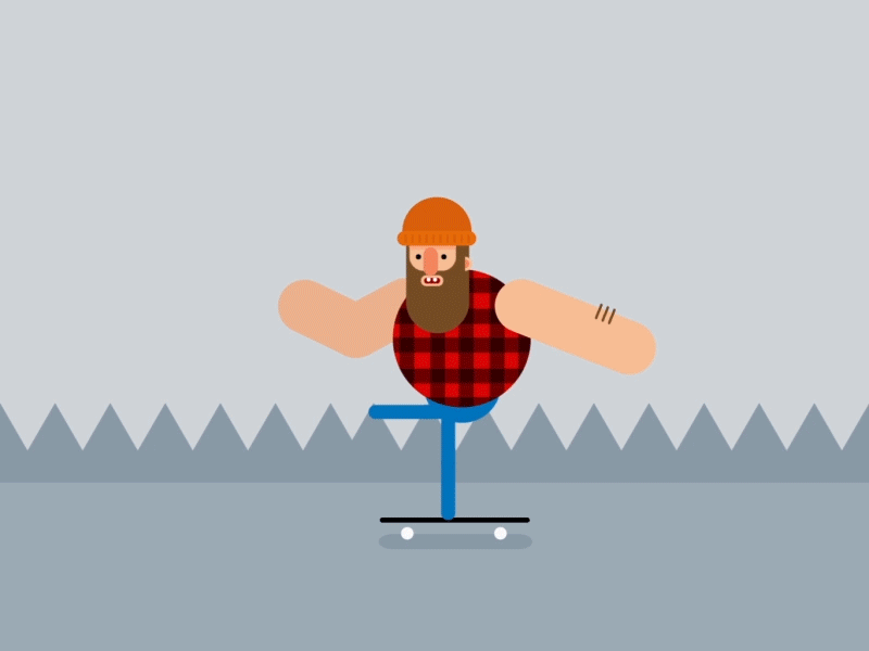 Retarded Lumberjack Heelflip after animation character duik effects illustration motion rigging skateboarding