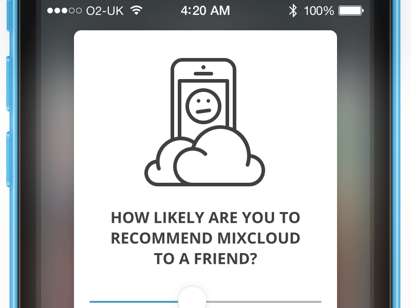 NPS Mobile Slider animation nps slider mobile iphone faces smiley sad happy score rating mixcloud