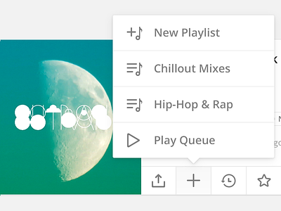 Playlist Menu audio icons interface menu mixcloud music play playlist popover ui