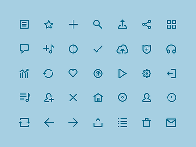 Mixcloud Icons audio glyph iconography icons line mixcloud music pictogram play set share stroke