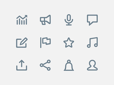 Bigger Icons audio glyph iconography icons line linear mixcloud music pictogram set stroke