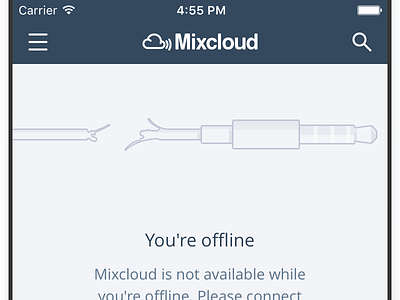 iOS Offline app audio break cable error state ios iphone mixcloud mobile music offline ui