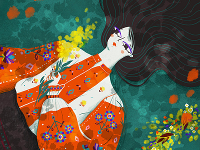 La Blouse Roumaine digital illustrator editorial illustration folkart folklore illustration