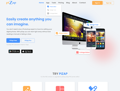 Pizap | Redesign clean design flat minimal modern redesign ui ux web website