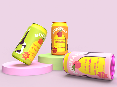Kombucha Packaging Design beer beverage branding graphic design illustration kombucha packaging pastels