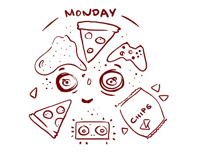 Monday chips coca cola lazy messy monday music pizza