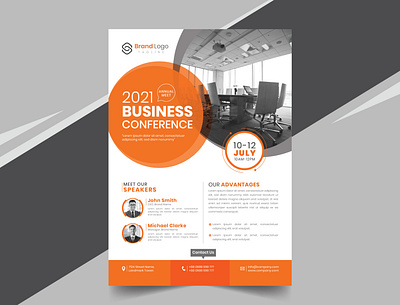 Business Conference Flyer Design Template business business conference corporate corporate flyer design flyer flyer design orange