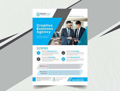 Creative Business Agency Flyer Design Template agency blue business business flyer clean and modern corporate corporate flyer cyan flat flyer flyer design marketing flyer minimal simple