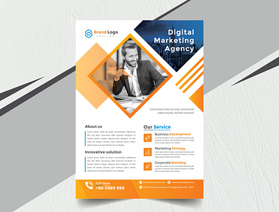 Corporate Flyer Design awesome flyer blue business business flyer corporate design flyer flyer design graphic design illustration marketing marketing agency orange print ready templates