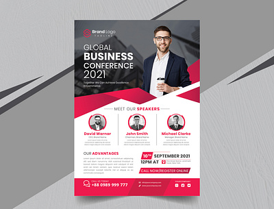 Business Conference Flyer Design banner corporate creativeflyer flyer flyerdesign graphic poster red template