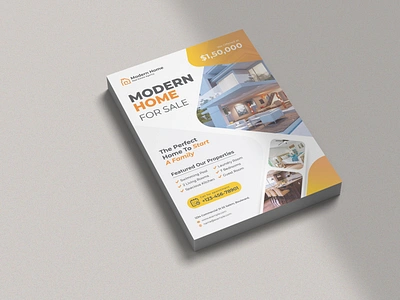 Modern Real Estate Flyer Template brochure broker business flyer creative elegant flyer eps flyer design home sale flyer house leaflet professional property real estate flyer template vector