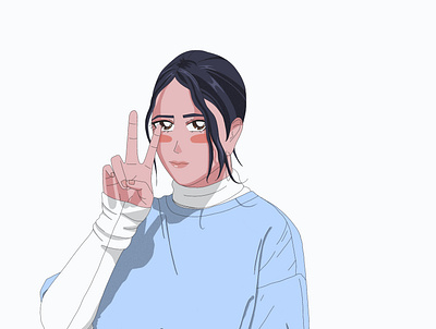 Anime cool girl character design illustration procreate