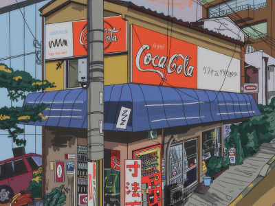 The Coca Cola Shop anime illustration procreate