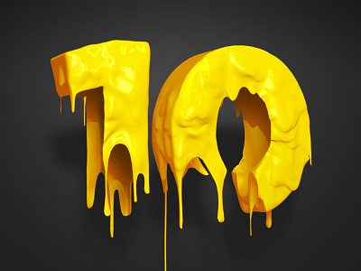 Liquid Ten 10 3d 3d design cgi dripping liquid sculpted yellow