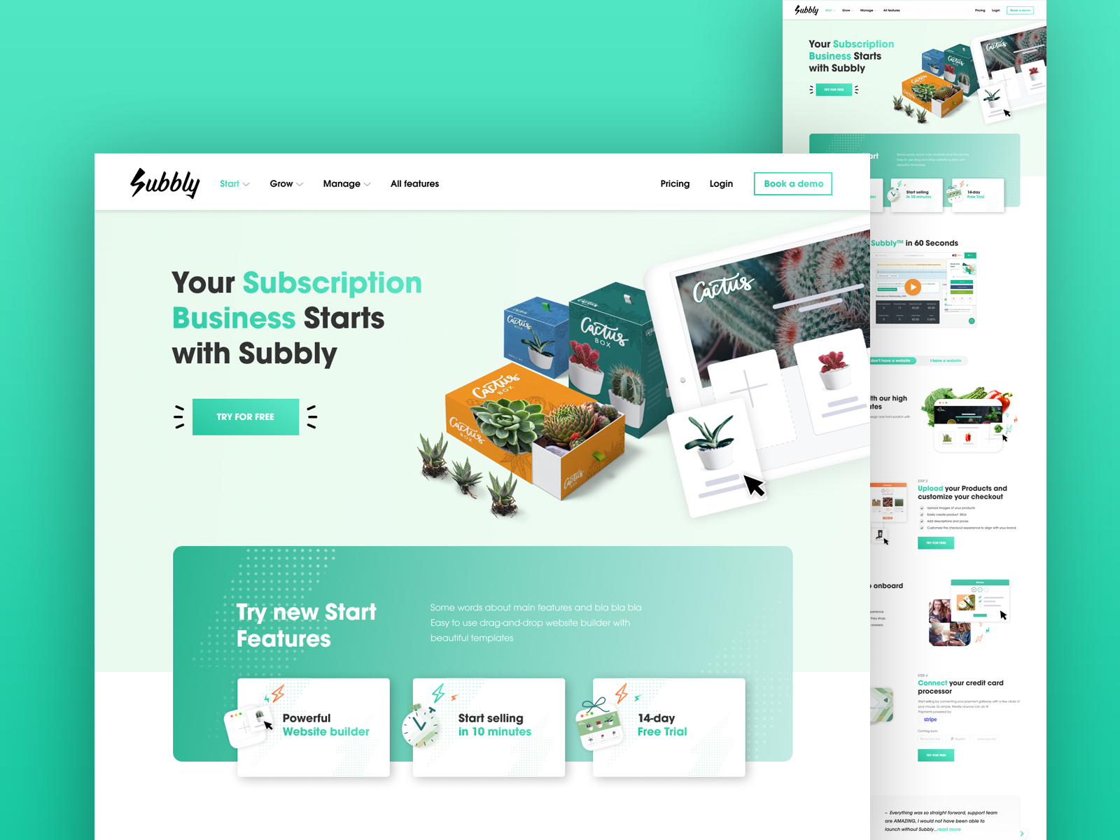 Subbly Start page by Tanya Nosenko on Dribbble