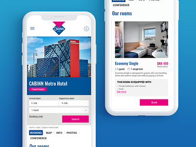 New Responsive site for CABINN Hotels hotel booking ui ux
